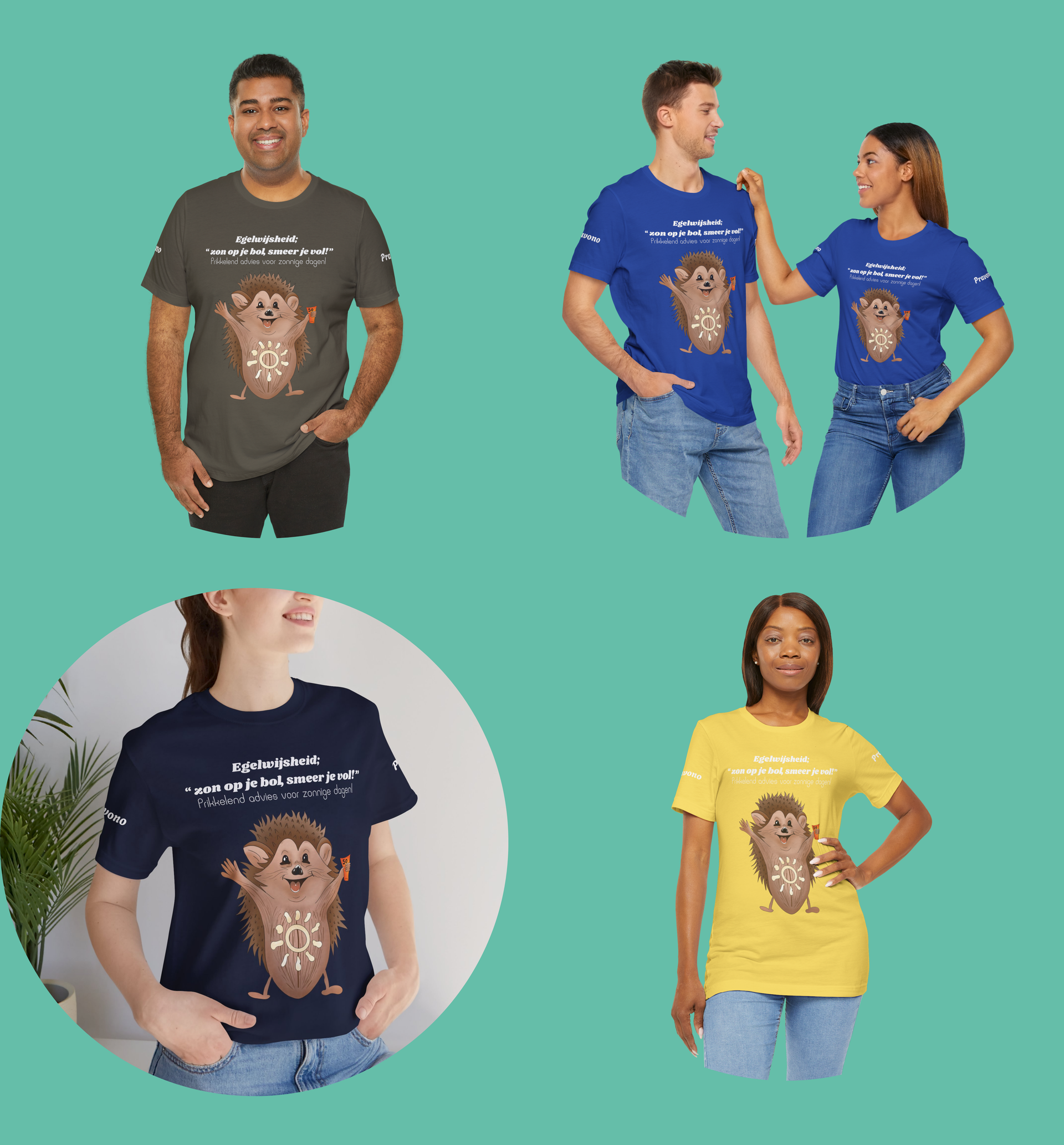 Titel : Unisex Egel Tshirt met zonnebrand