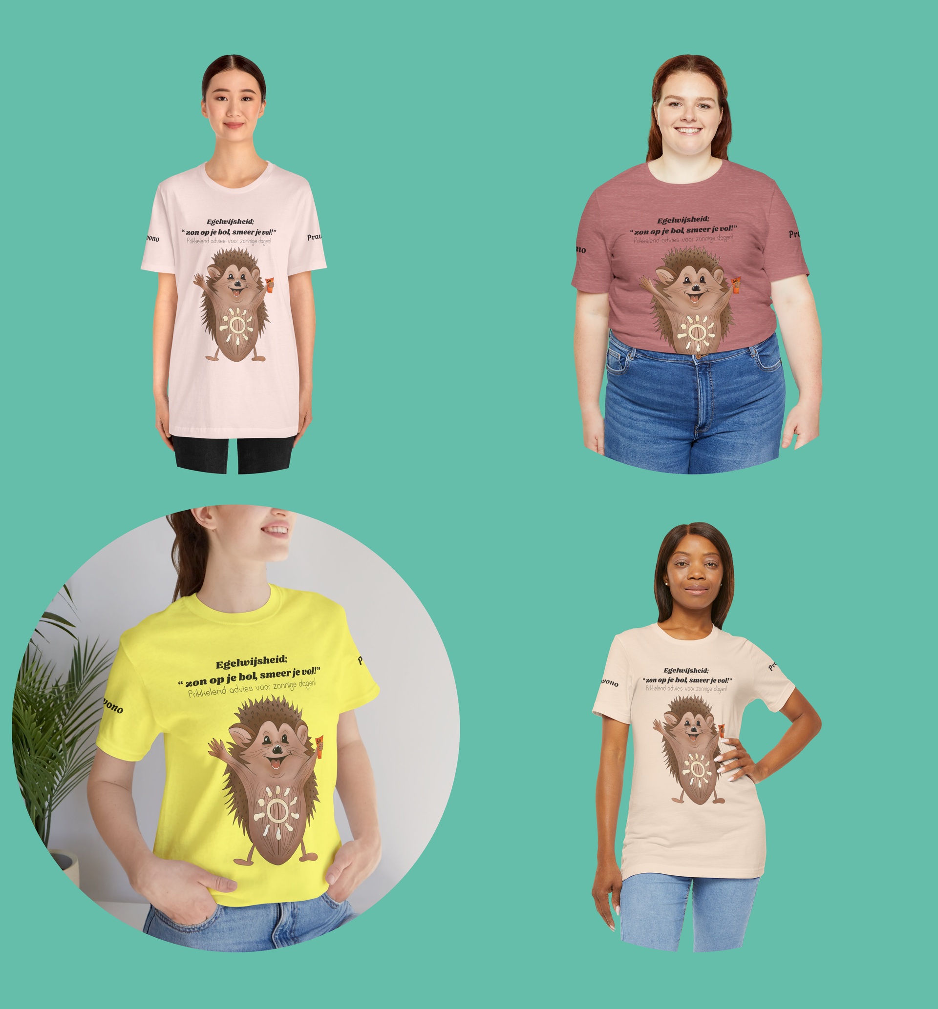 Unisex Egel Zomer-Wandel-Tshirt met zonnebrand lichte kleuren