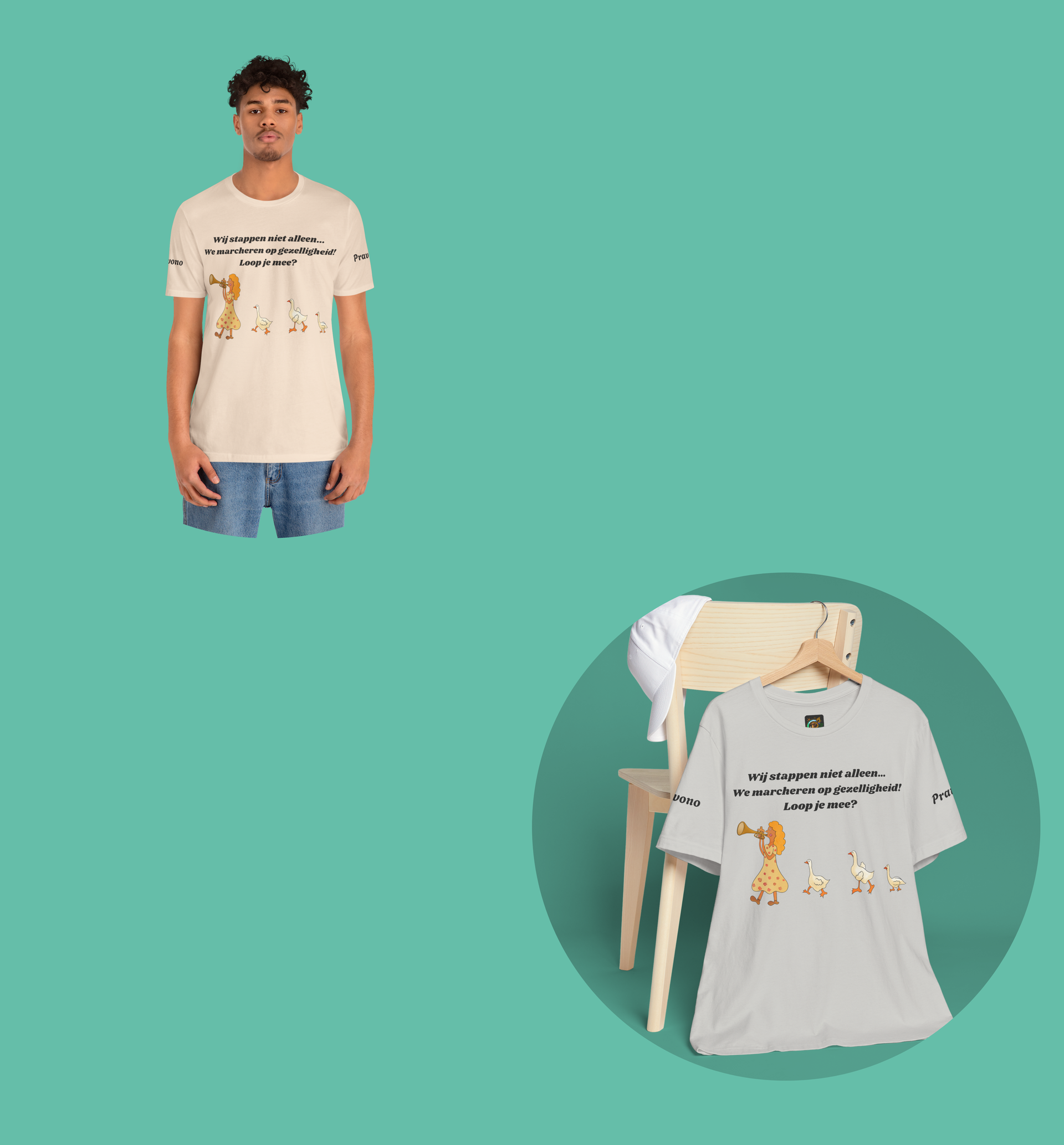 Unisex motiverend wandel T shirt! Lichte kleuren.