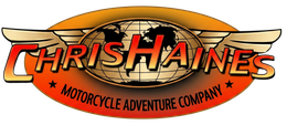 Chris Haines Motorcycle Adventure Company logo with orange oval and black text