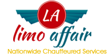 Logo for LA Limo Affair featuring a red circle with
