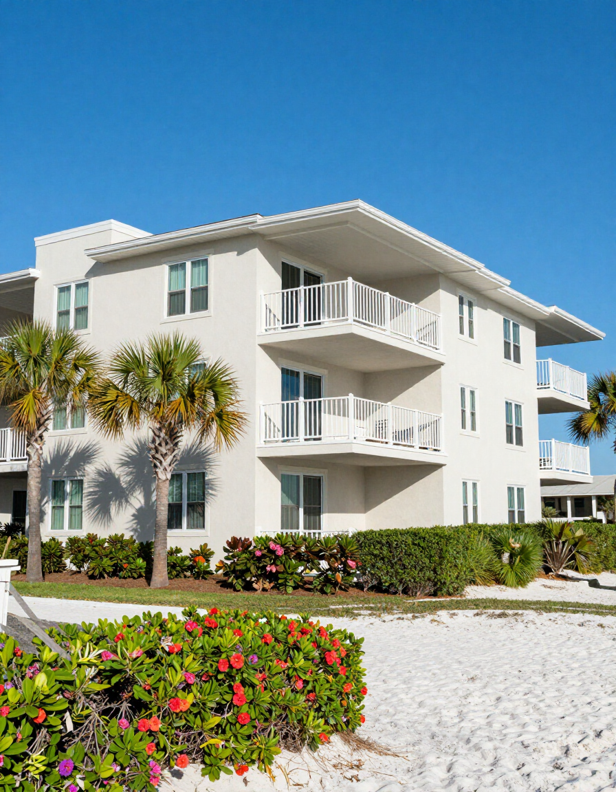Beachfront condominium exterior in Miramar Beach, Florida
