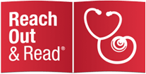 Reach Out & Read logo: Red square with white text, stethoscope icon.