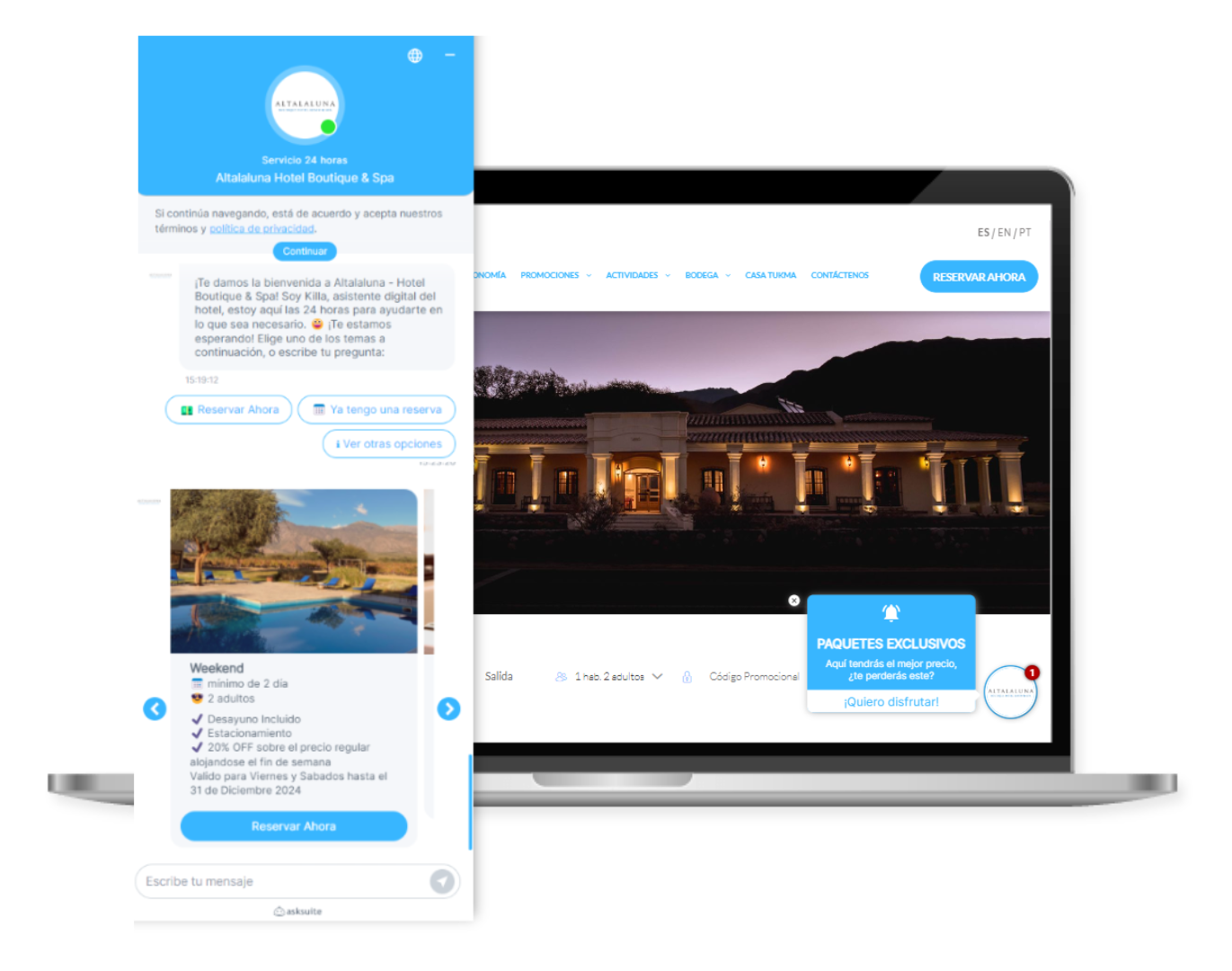 Una computadora portátil está abierta en un sitio web que contiene una imagen de una casa.