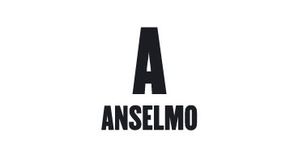Una “A” mayúscula negra sobre la palabra “ANSELMO” sobre un fondo blanco.