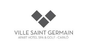 Logotipo para Ville Saint Germain Apart Hotel Spa & Golf, Cariló, con tres formas de diamante oscuras sobre fondo blanco.