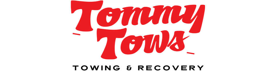 Tommy Tows logo with red text: 