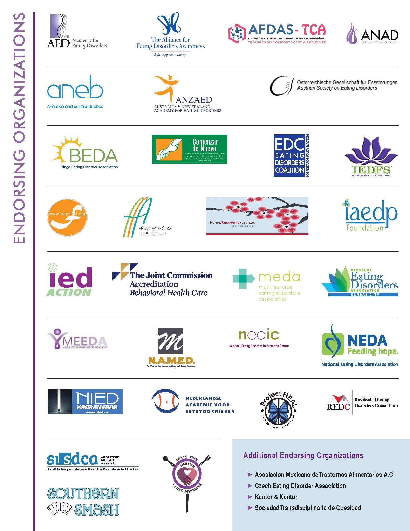 Poster collage of endocrine organizations’ logos arranged in a grid on a white background