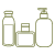 Tres botellas de cosméticos.