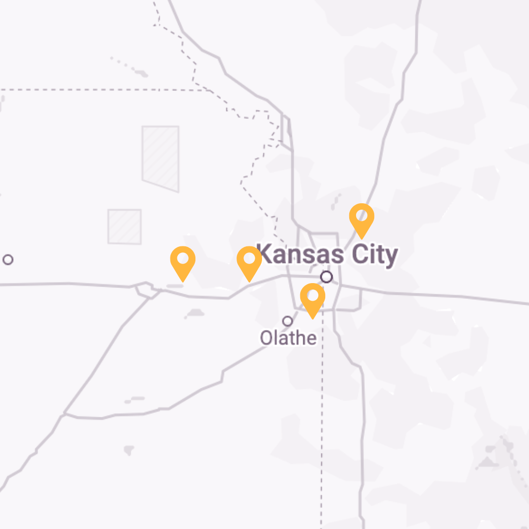 A map showing pickup locations in topeka lawrence olathe ks and kansas city mo