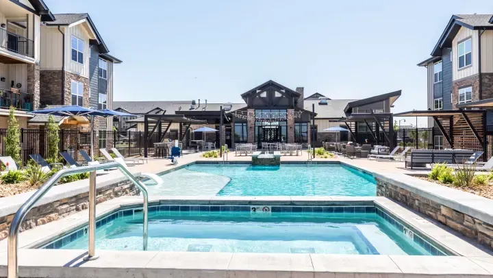 Resort-style pool with spa.