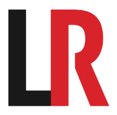 Un « L » noir à côté d'un « R » rouge, empilés verticalement.