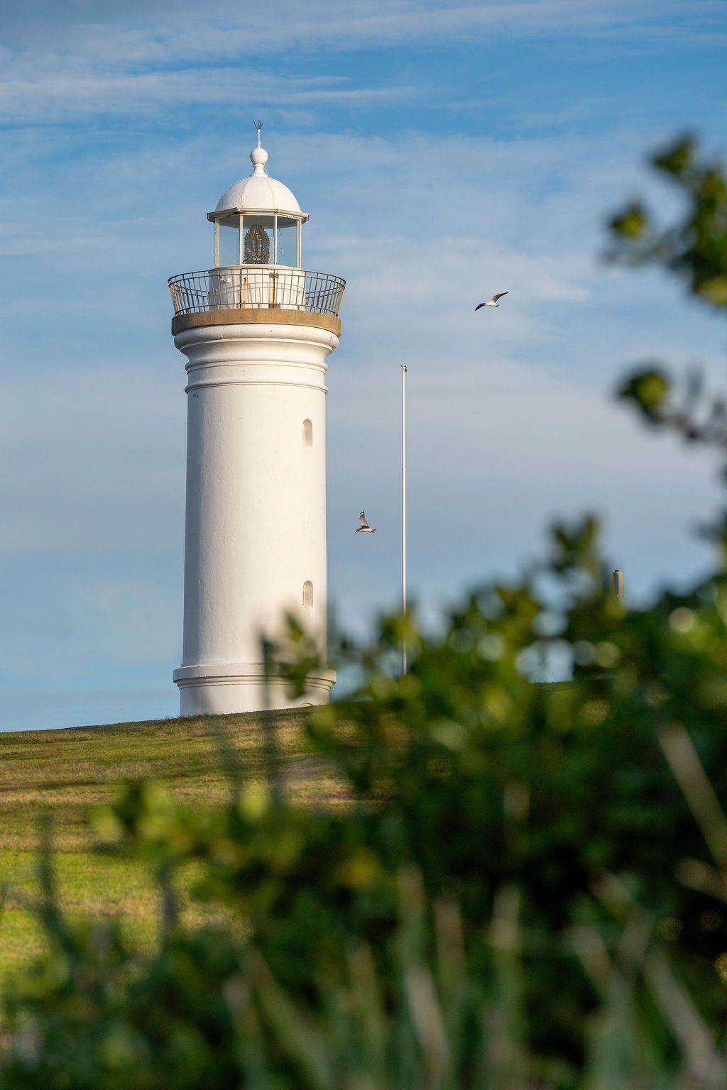 White Lighthouse on a Grassy Hill Against a Blue Sky — Dr John Salmon, Kiama Family Dental In Kiama, NSW