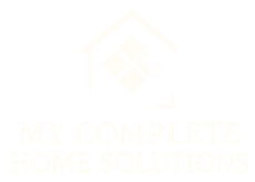 Logo for My Complete Home Solutions with a navy house icon and gold swoosh