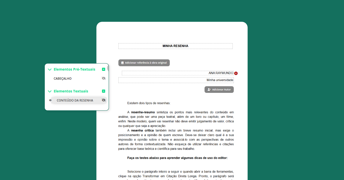 Modelo de resenha crítica com estrutura e formatação ABNT para estudantes
