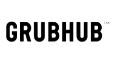 A black and white logo for grubhub on a white background