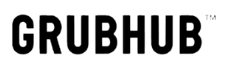 A black and white logo for grubhub on a white background