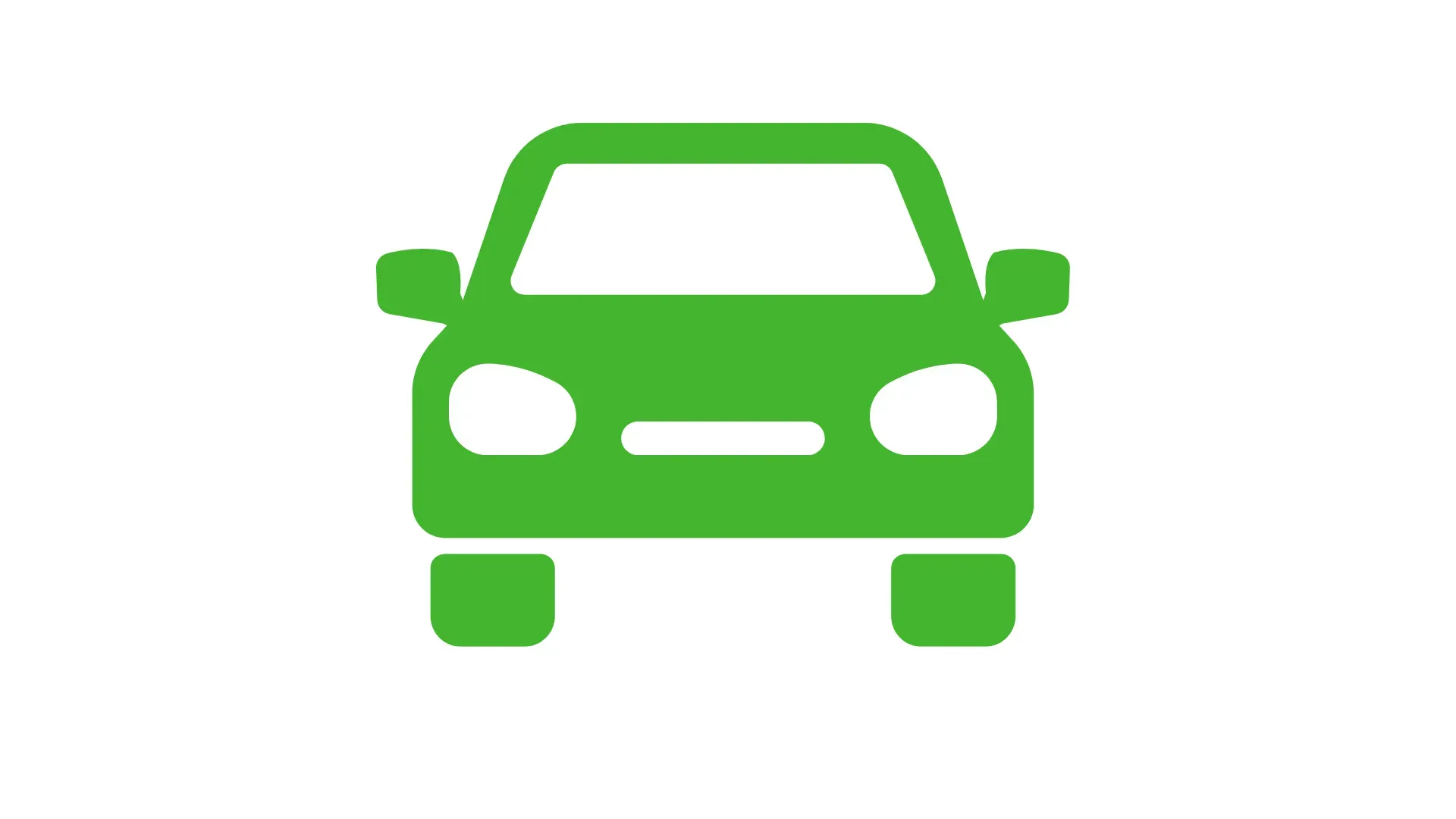 Green front-view car icon on a white background