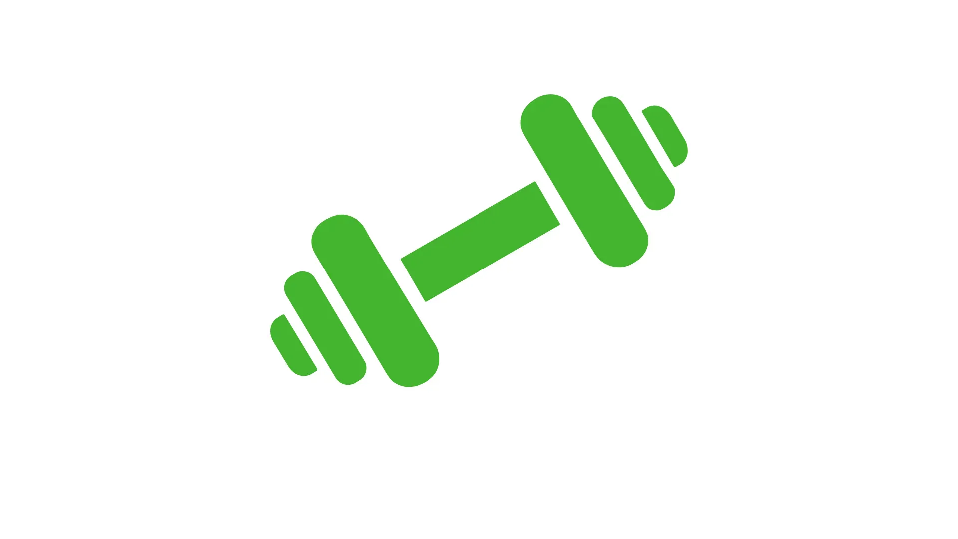 Green dumbbell icon on a white background
