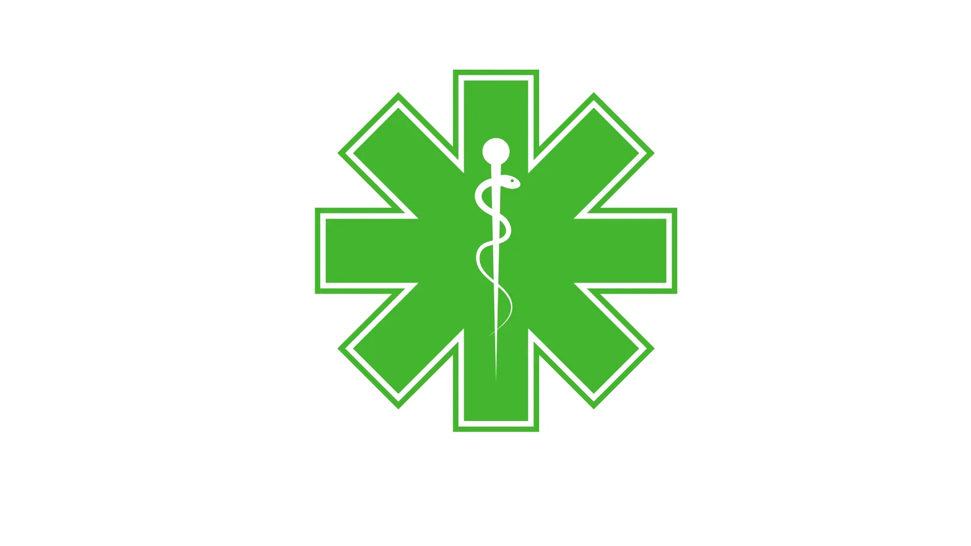 Green six-pointed Star of Life medical symbol with a white Rod of Asclepius