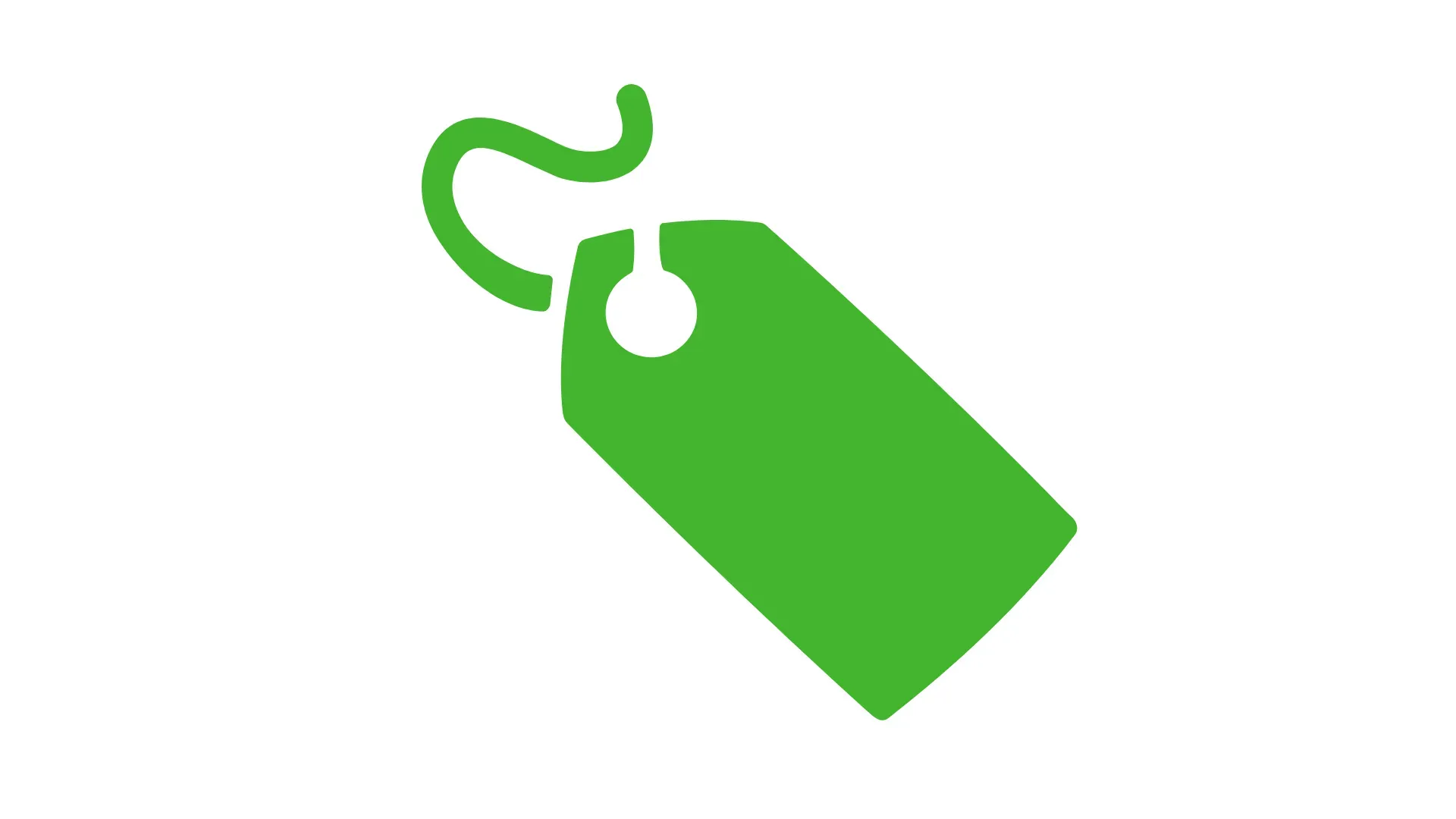 Green price tag icon with a hole and string loop