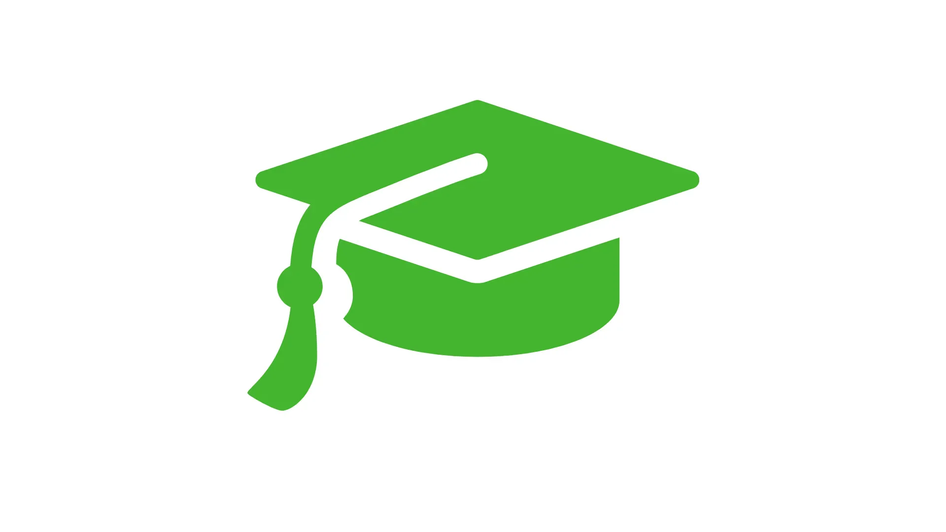 Green graduation cap icon with a tassel