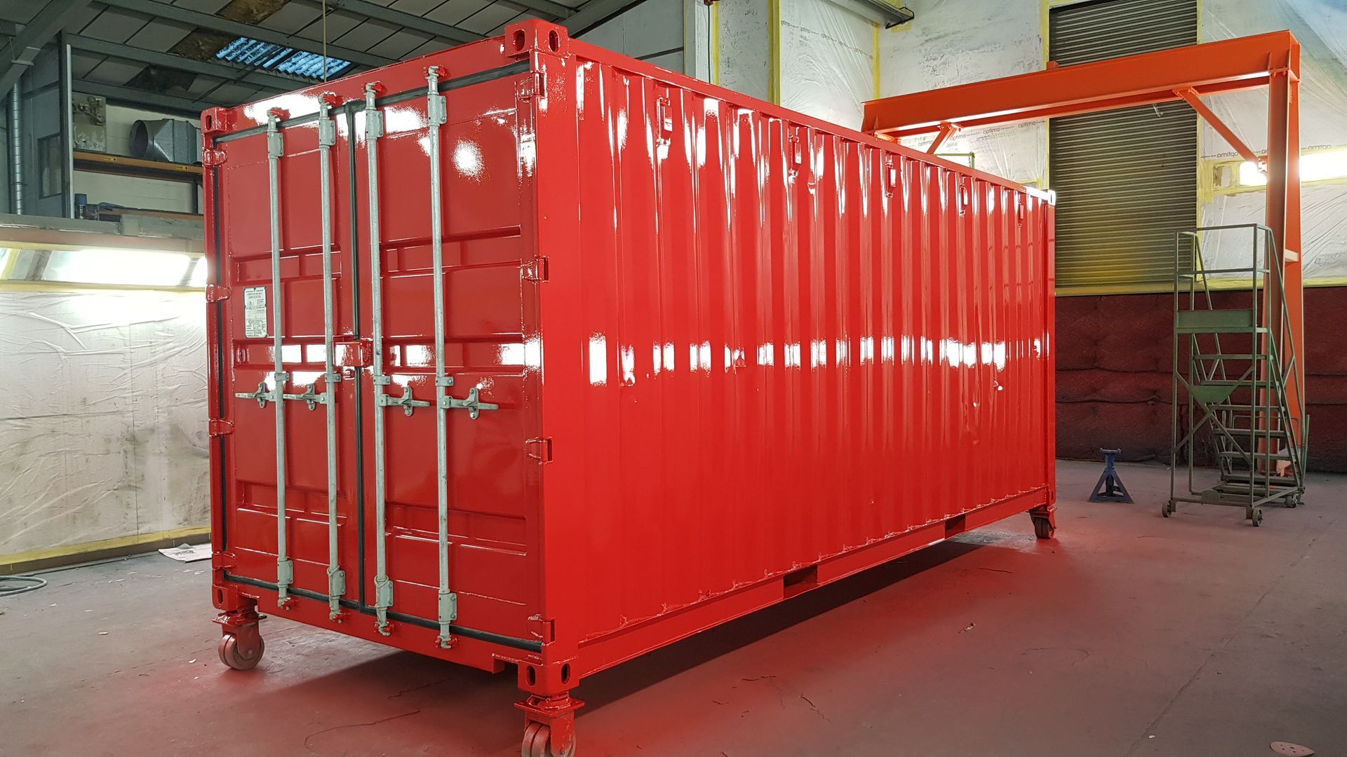 Blasting and Painting the container