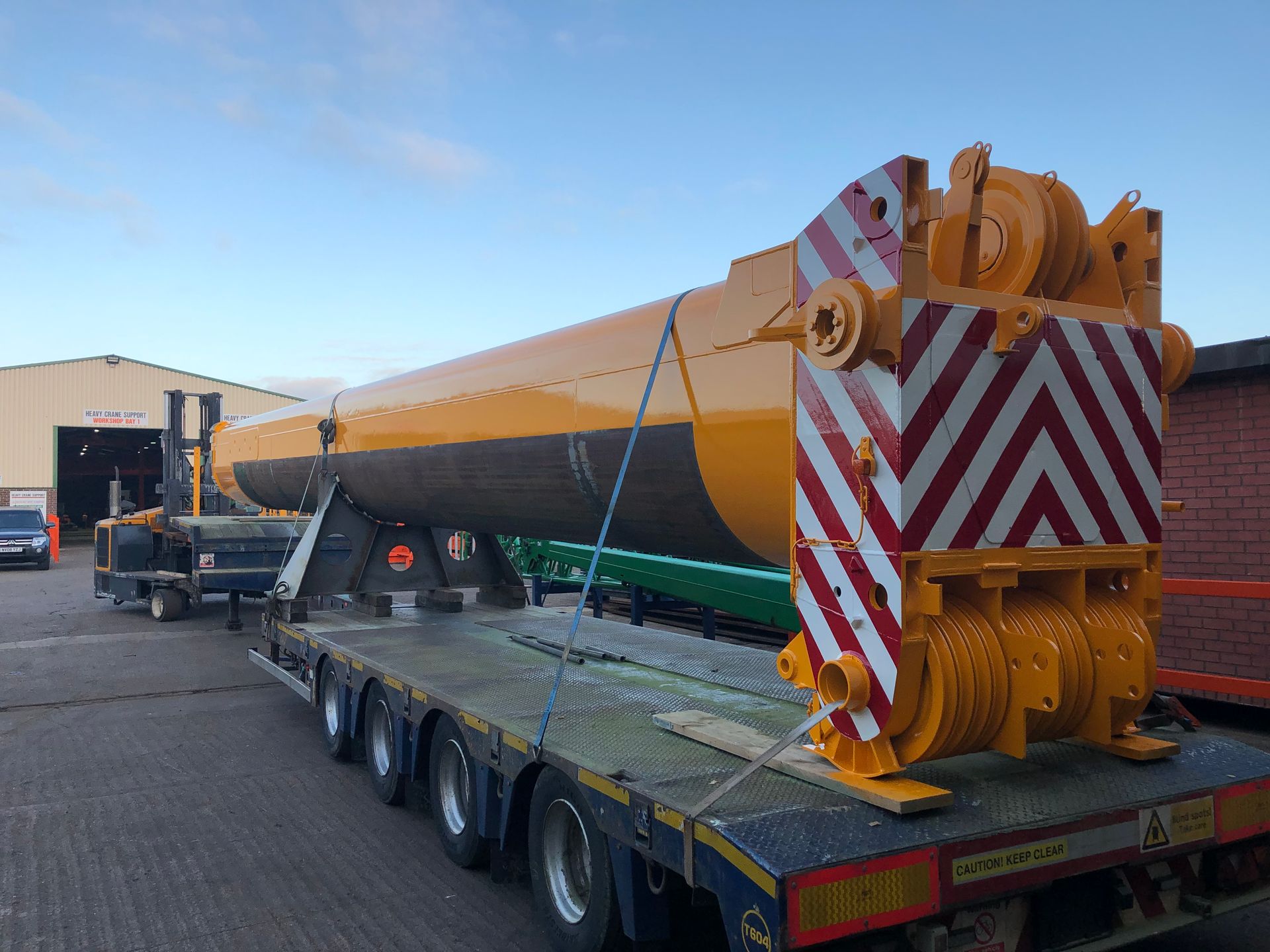 Spraying the crane boom