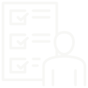 A line drawing of a person standing next to a checklist.