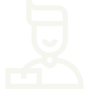 A line drawing of a man wearing a hat.