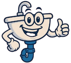 Cartoon white toilet character smiling and giving a thumbs-up