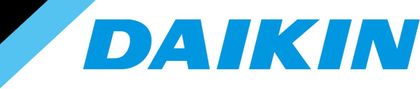 A blue and white logo for daikin air conditioners