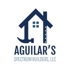 Logo for Aguilar's Spectrum Builders, LLC featuring a dark blue house outline with a hammer and ruler integrated.