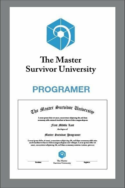 Certificate from The Master Survivor University, for