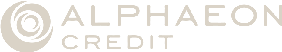 A logo for alphaeon credit with a white background