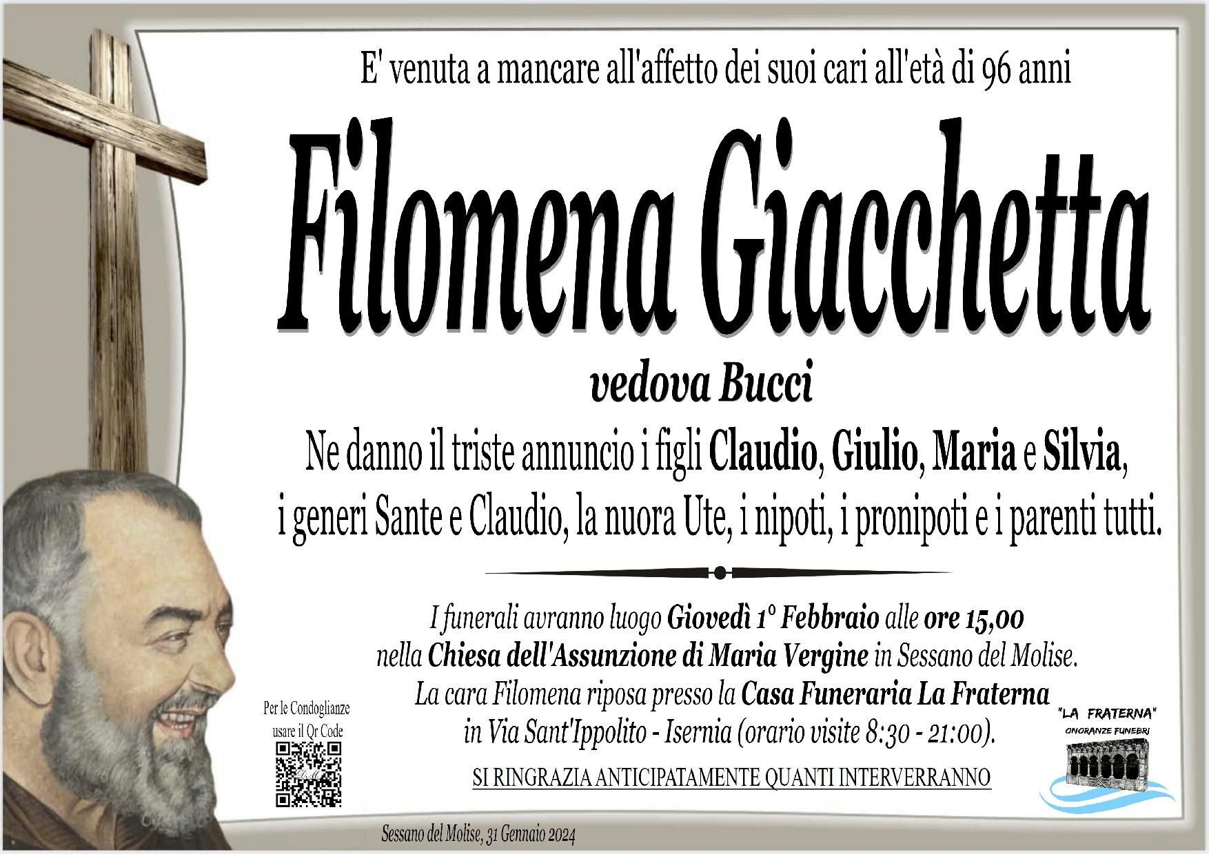 necrologio Donata Giacchetta