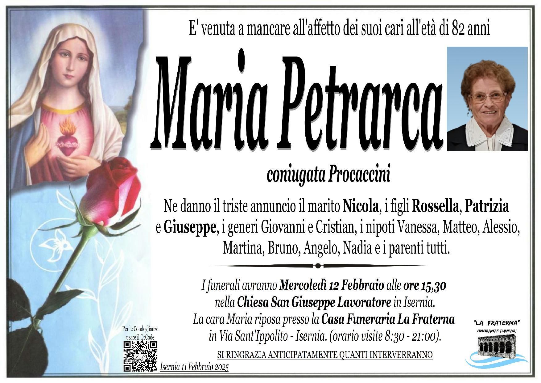 necrologio Maria Petrarca