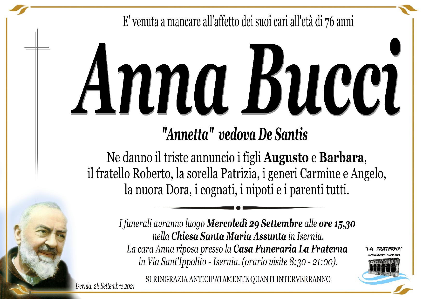 necrologio Anna Bucci
