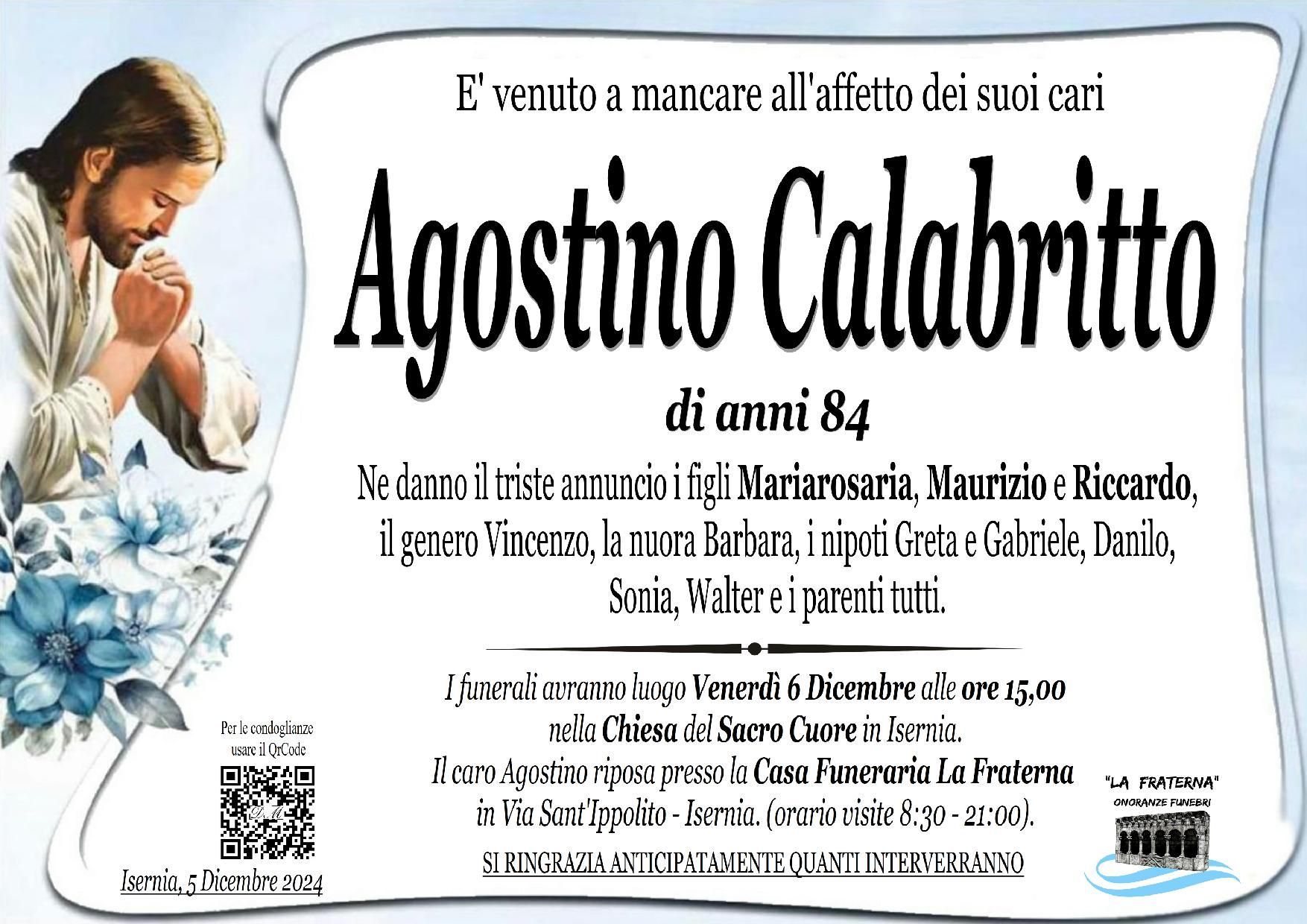 necrologio Agostino Calabritto