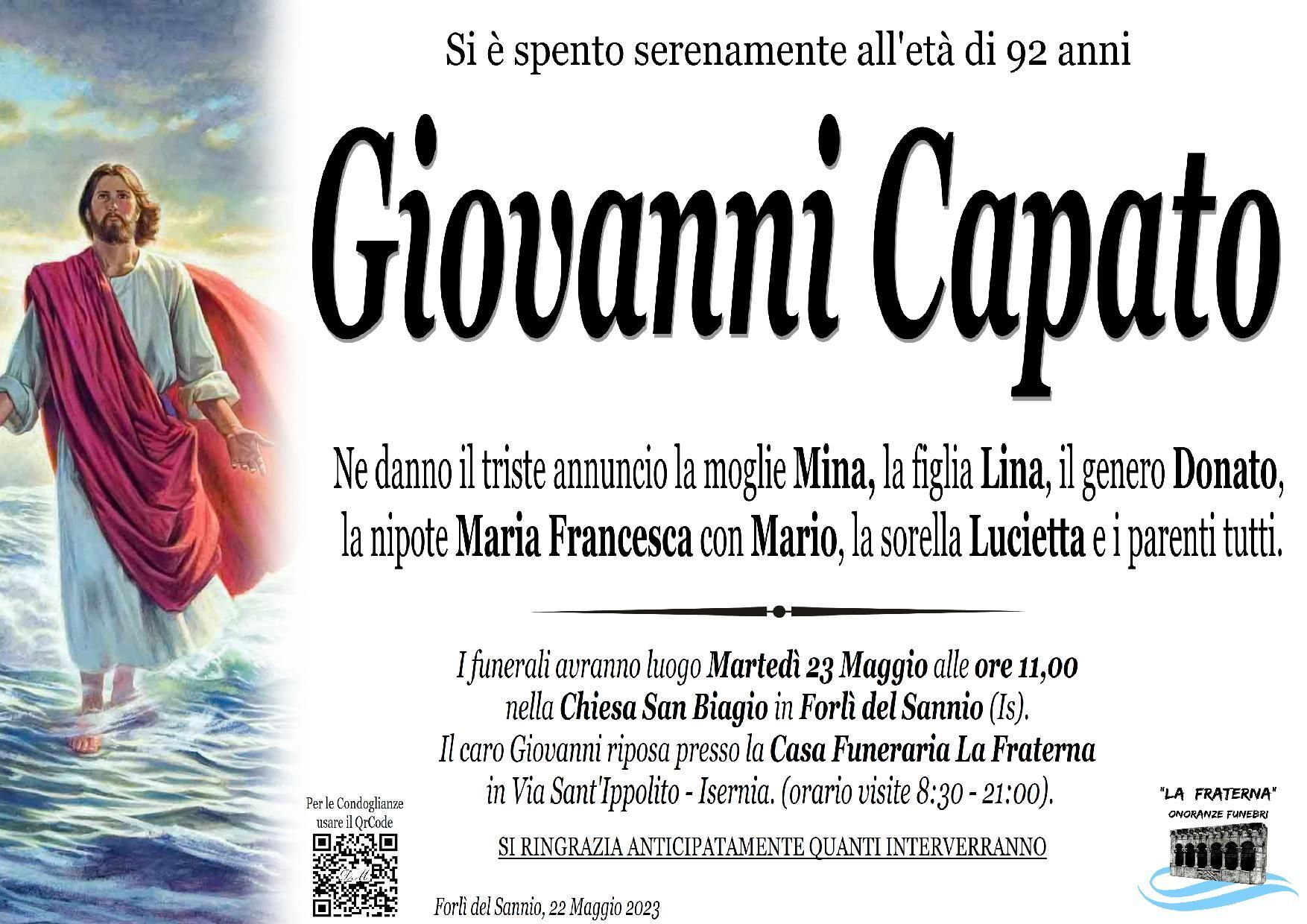 necrologio Giovanni Capato