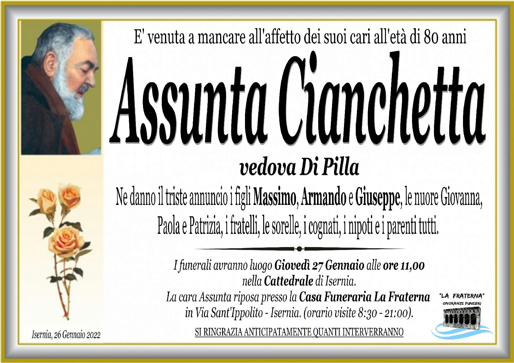 necrologio Assunta Cianchetta