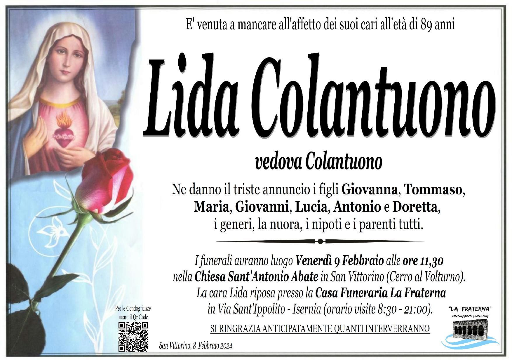 necrologio Lida Colantuono