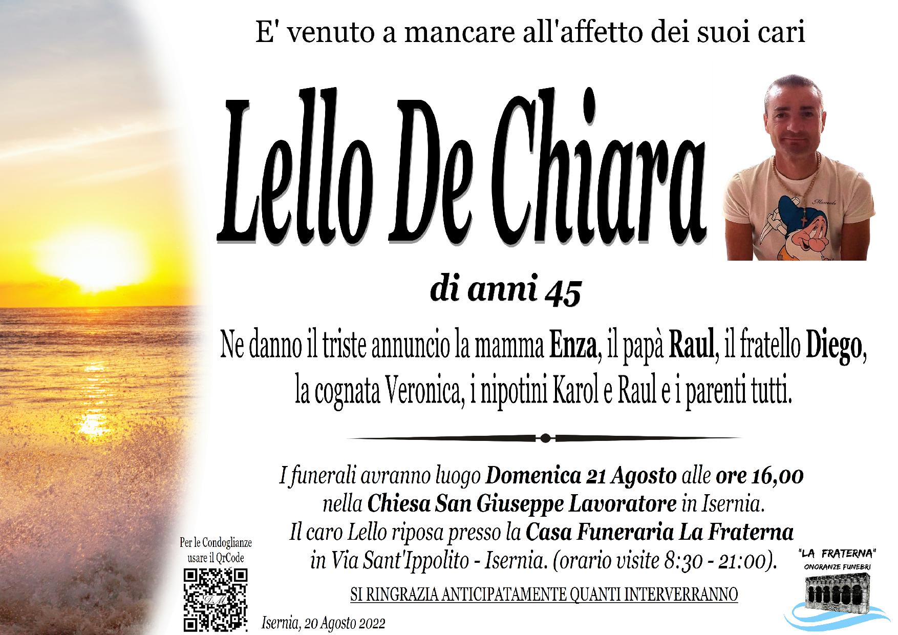 necrologio Raffaele De Chiara
