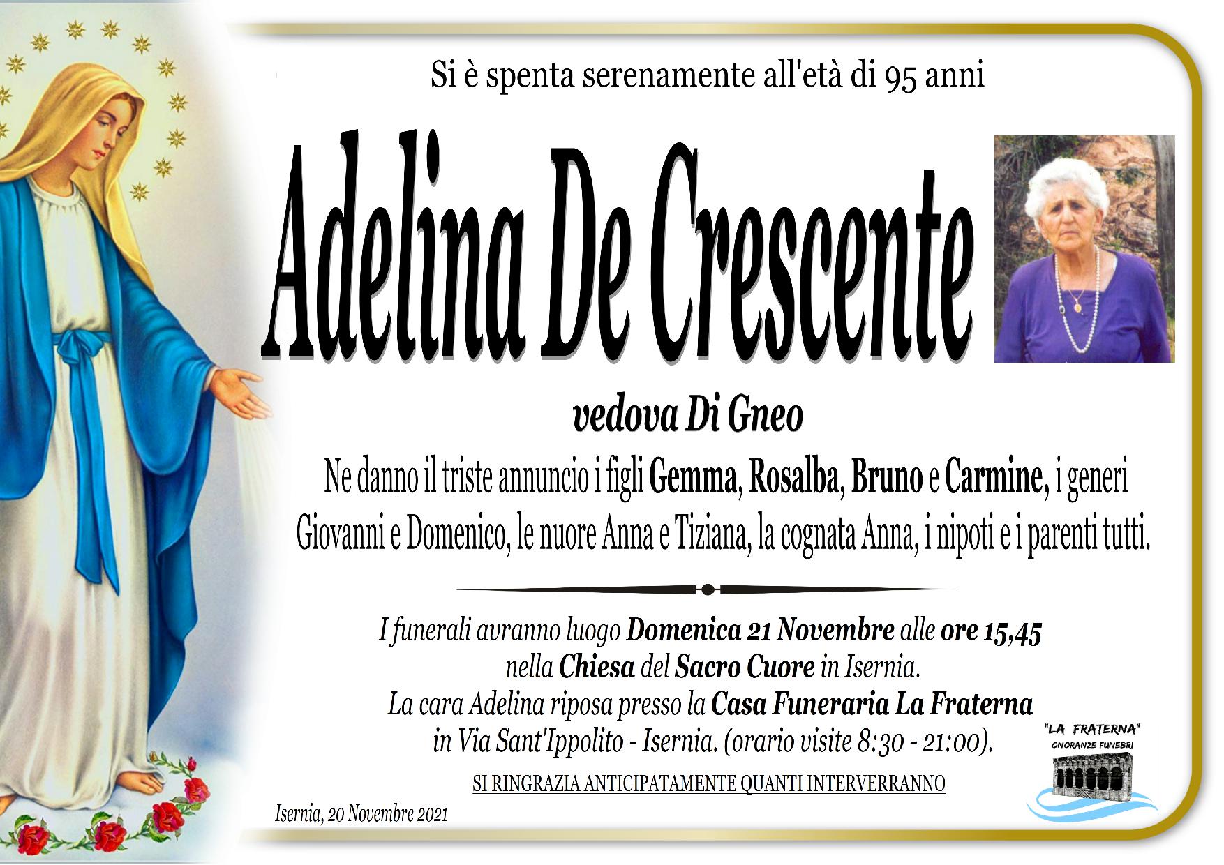 necrologio Adelina De Crescente