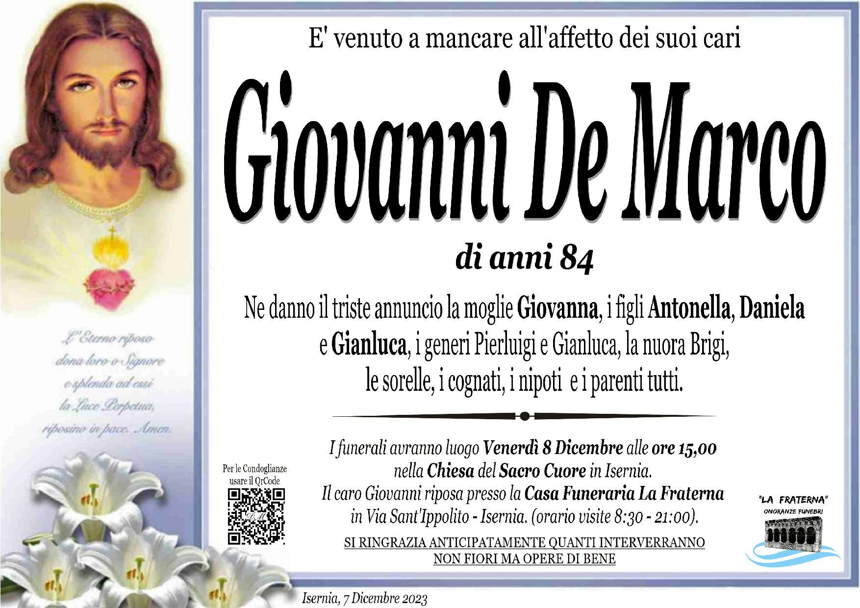 necrologio Giovanni De Marco
