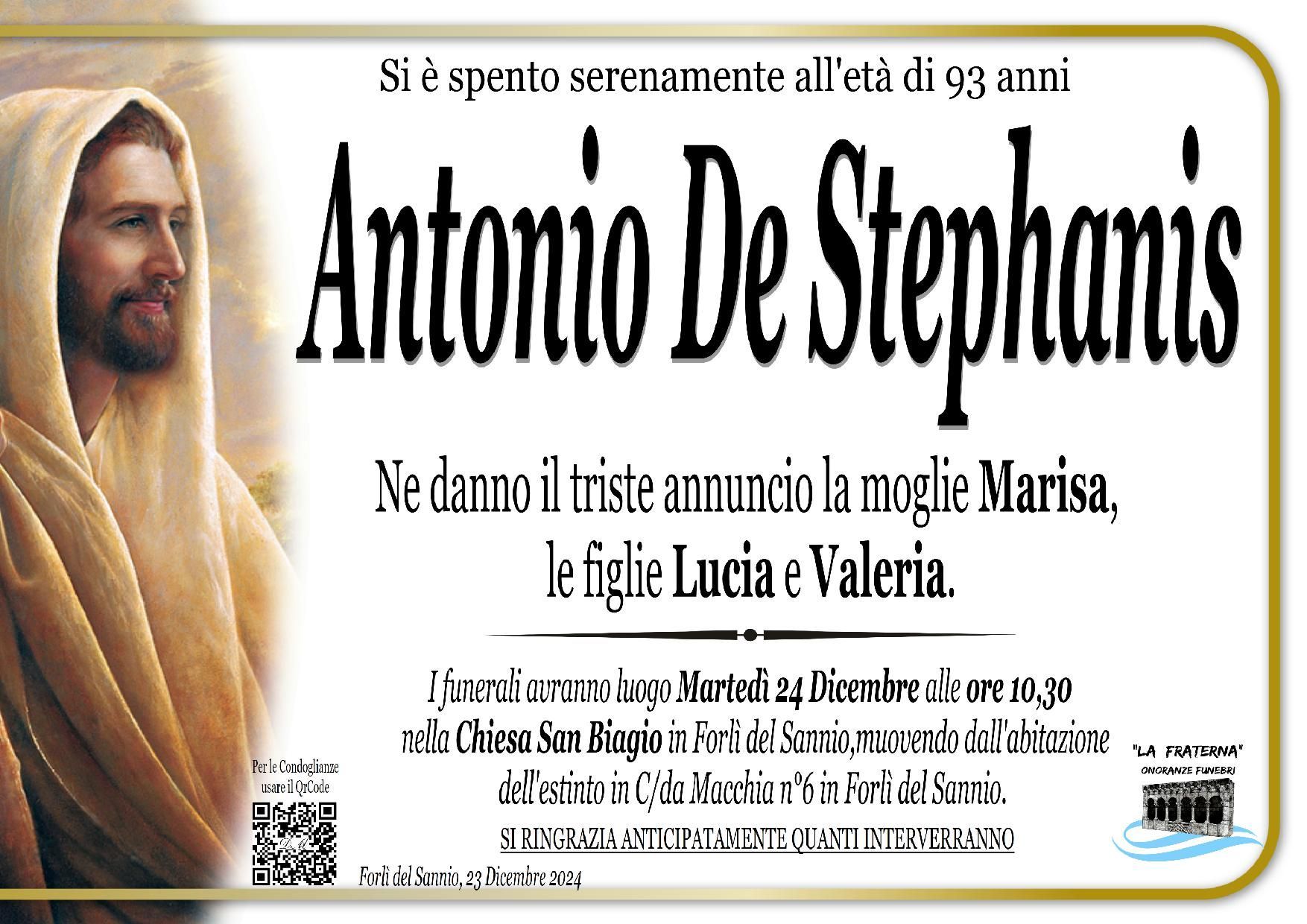 necrologio Antonio De Stephanis
