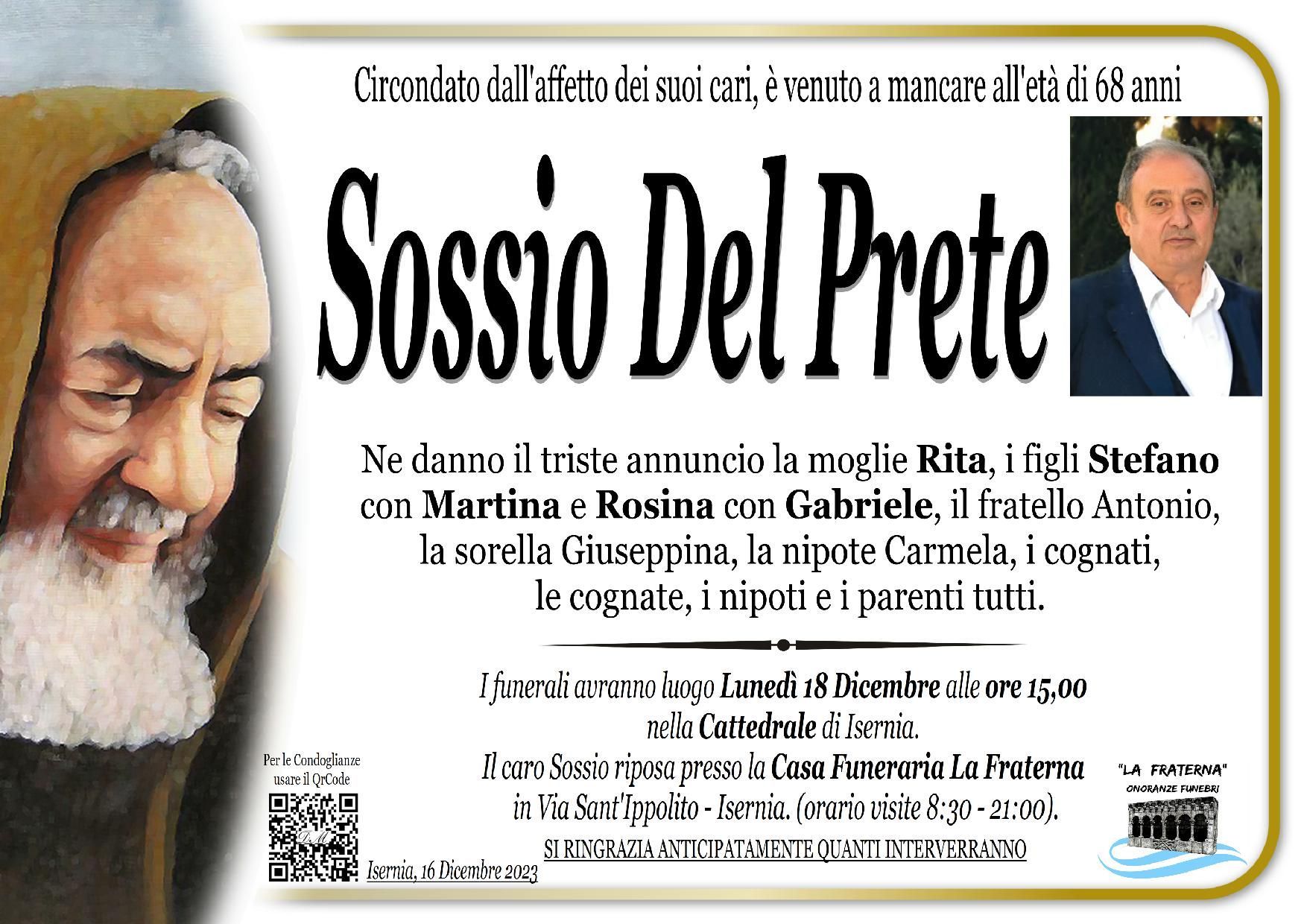 necrologio Sossio Del Prete