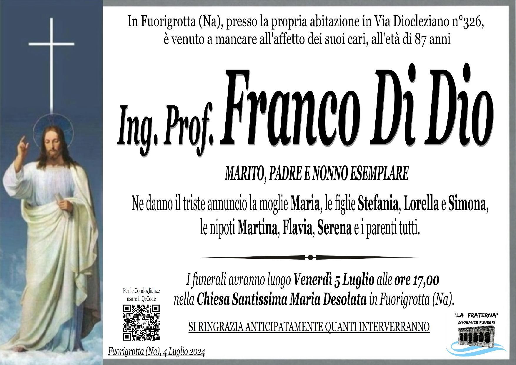 necrologio ing. prof. Franco Di Dio