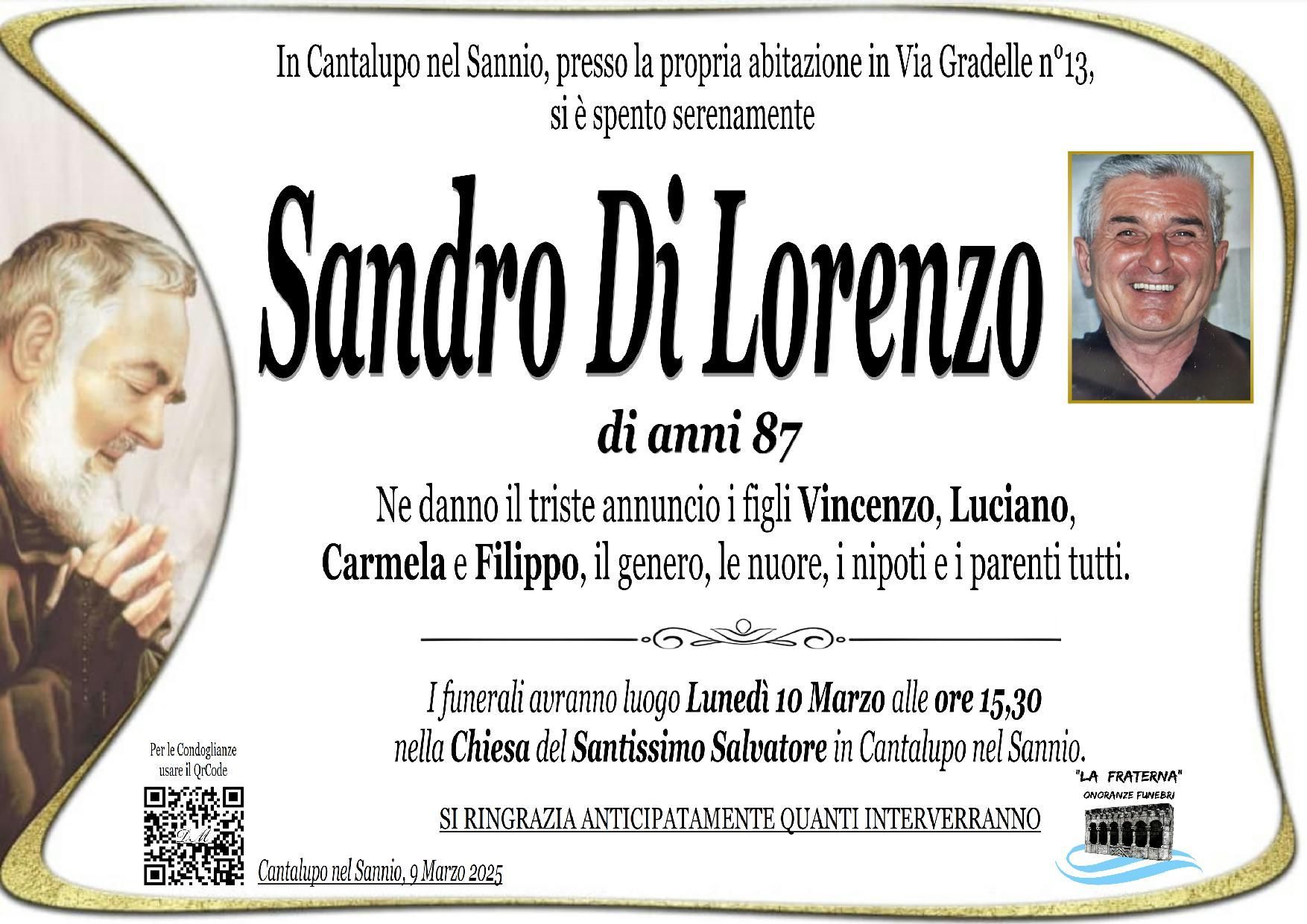 necrologio Sandro Di Lorenzo