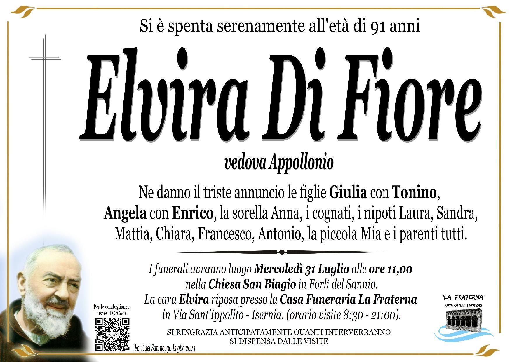 necrologio Elvira Di Fiore